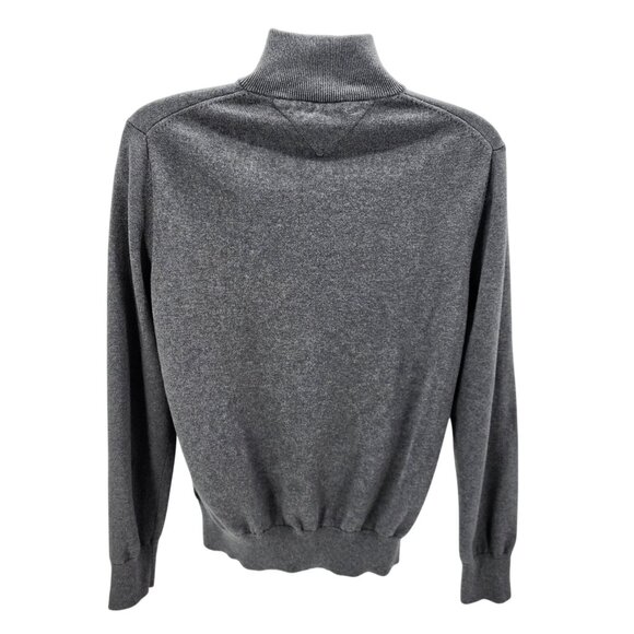 Tommy Hilfiger Mens Large Sweater 1/4 Zip Gray Long Sleeve Stand Up Neck Cotton - Picture 4 of 6